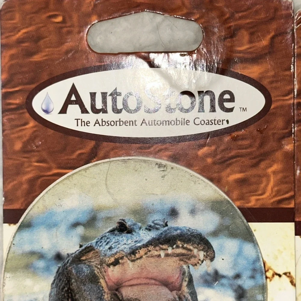 Set of 2 Alligator Gator Crocodile Ocean Beach Auto Stone Car Coasters Autostone